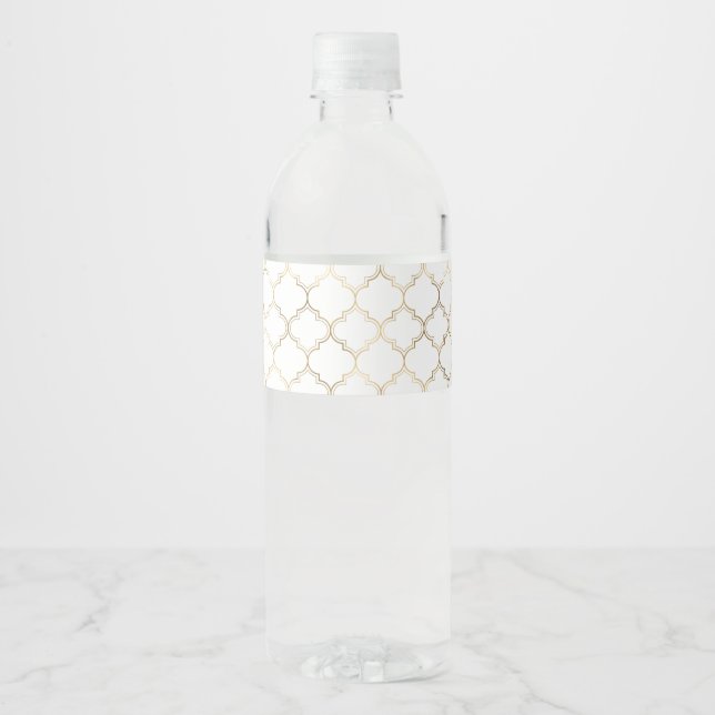 Étiquette Pour Bouteilles D'eau Motifs Motifs géométriques islamiques dorés (Devant)