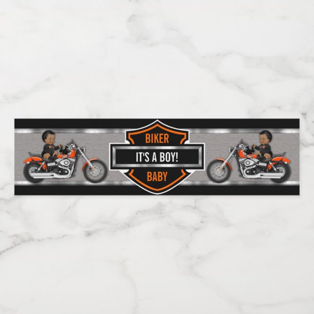Étiquette Pour Bouteilles D'eau Moto Biker Baby Orange Black Shield (Étiquettes simples)