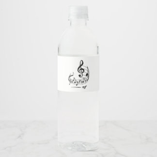 Étiquette Pour Bouteilles D'eau Music notes with treble clef on staff