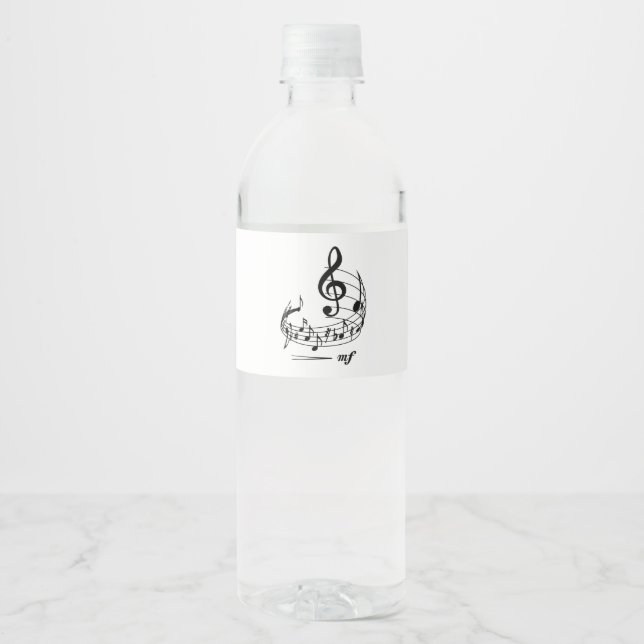 Étiquette Pour Bouteilles D'eau Music notes with treble clef on staff (Devant)