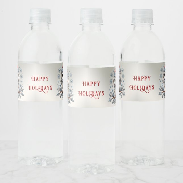 Étiquette Pour Bouteilles D'eau Noël Chouette (Bouteilles)