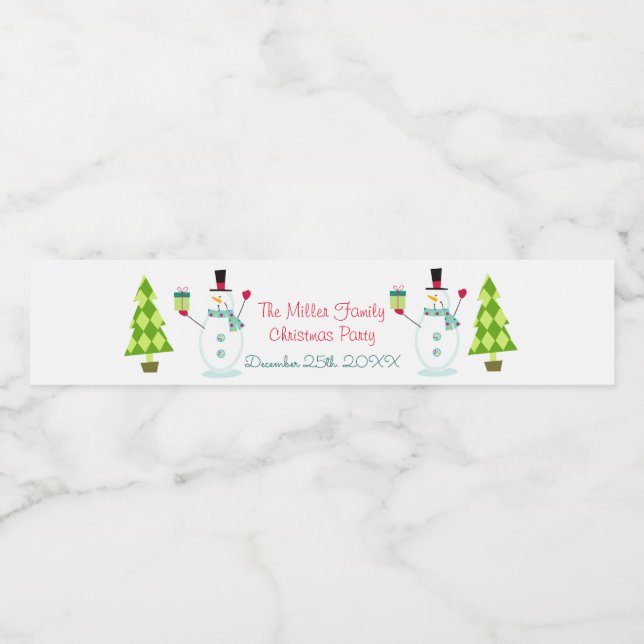 Étiquette Pour Bouteilles D'eau Noël des motoneiges (Étiquettes simples)