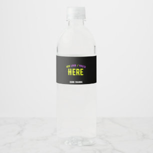 ÉTIQUETTE POUR BOUTEILLES D'EAU NOIR PERSONNALISABLE MARQUE VERIFIEE MODERNE ET CH