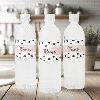 Nom du monogramme moderne | Points rose et noir Pa
