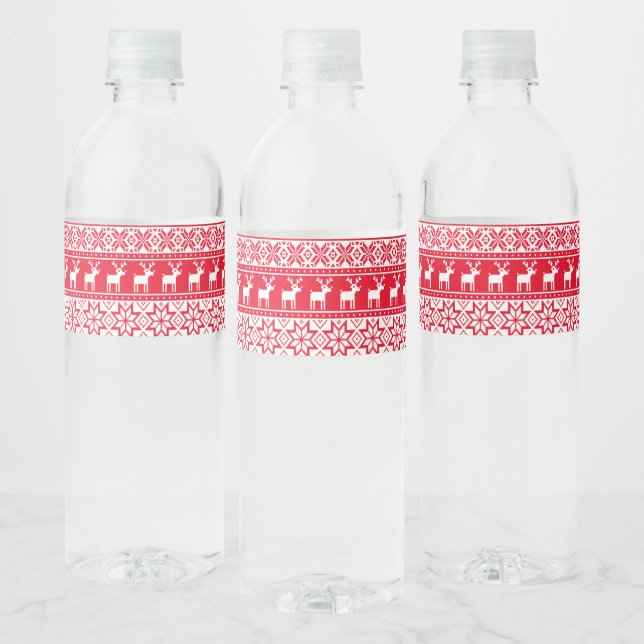 Étiquette Pour Bouteilles D'eau Nordic Reindeer Tacky Sweater Christmas Party (Bouteilles)