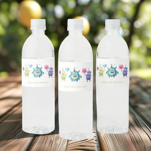 Étiquette Pour Bouteilles D'eau Notre petit monstre Trois monstres colorés