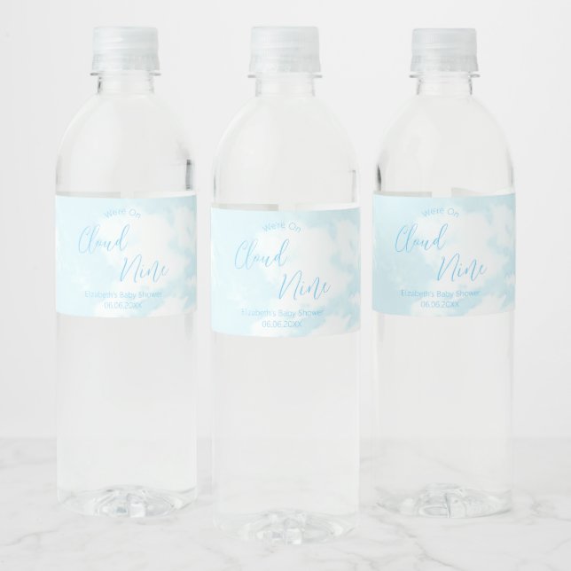 Étiquette Pour Bouteilles D'eau Nous sommes sur le Baby shower Cloud Nine (Bouteilles)