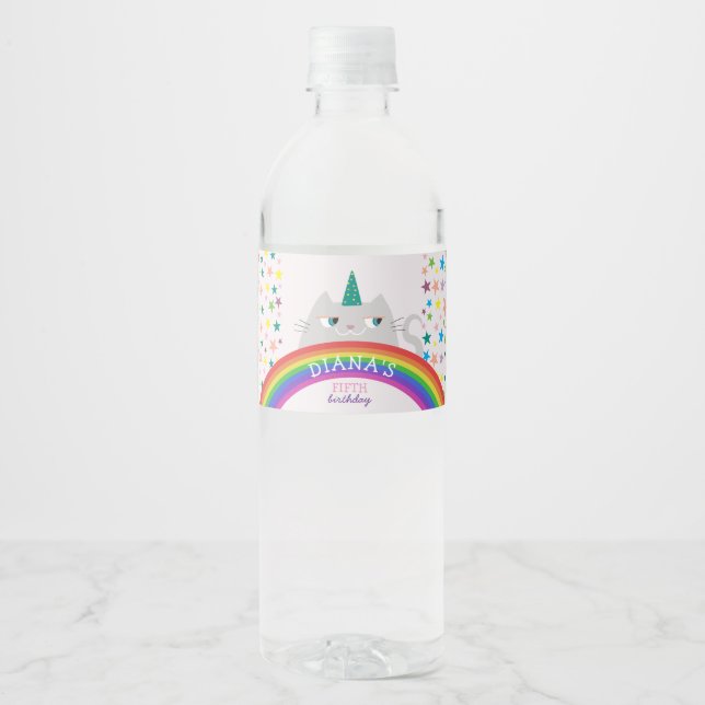 Étiquette Pour Bouteilles D'eau Nouvel anniversaire de fille mignonne (Devant)