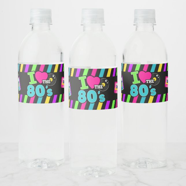 Étiquette Pour Bouteilles D'eau Nouvel anniversaire de Neon dans les années 80 (Bouteilles)