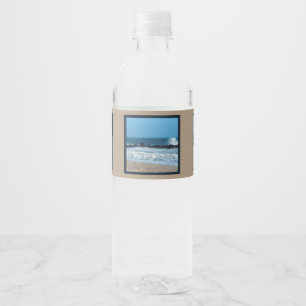 Étiquette Pour Bouteilles D'eau ocean beach rocks NJ photo bouteille d'eau étiquet