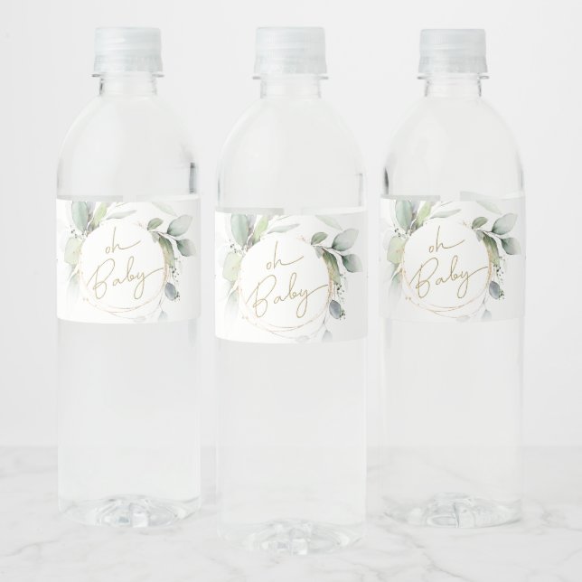 Étiquette Pour Bouteilles D'eau Oh Baby Eucalyptus Baby shower (Bouteilles)