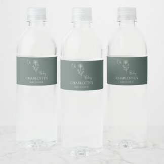 Étiquette Pour Bouteilles D'eau Oh Baby Minimaliste Baby Shower Fleur Sauvage