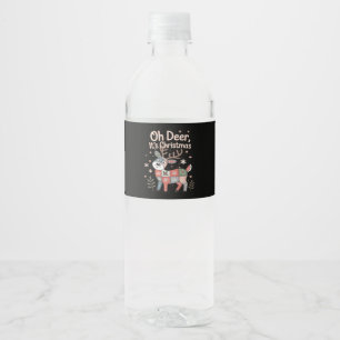Étiquette Pour Bouteilles D'eau Oh Cerf C'est Noël Petits Carrés Patchwork