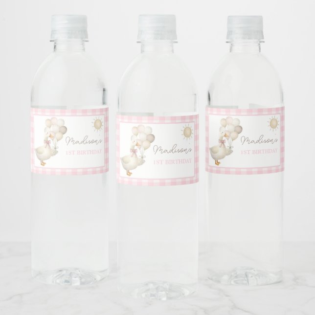 Étiquette Pour Bouteilles D'eau Oie sotte, Ballons, En vichy rétro (Bouteilles)