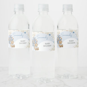 Étiquette Pour Bouteilles D'eau On peut attendre le Baby shower bleu