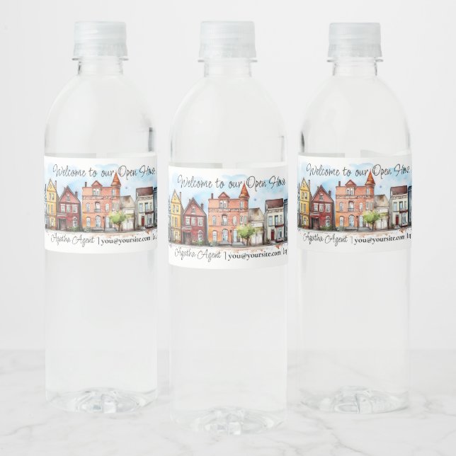 Étiquette Pour Bouteilles D'eau Open House immobilier (Bouteilles)