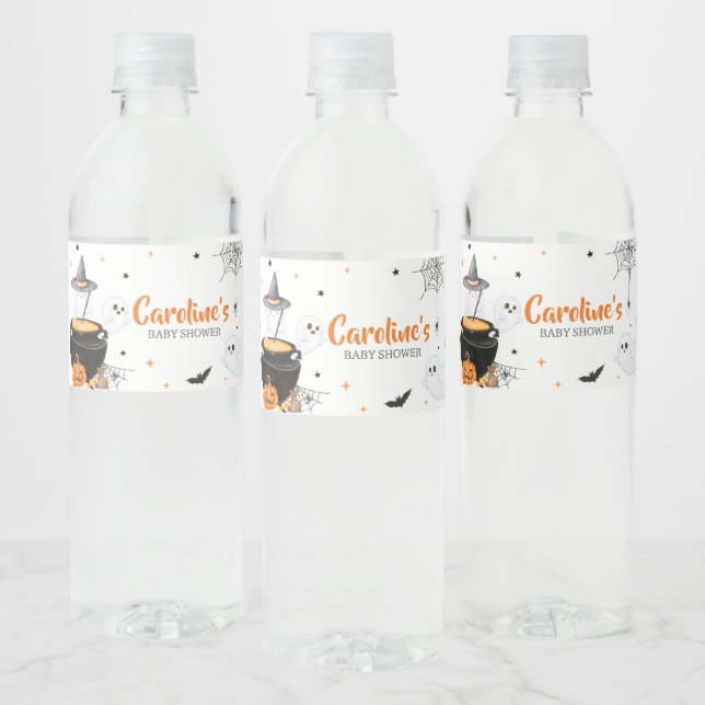 Étiquette Pour Bouteilles D'eau Orange Ghost Halloween Baby brasse Baby shower (Bouteilles)