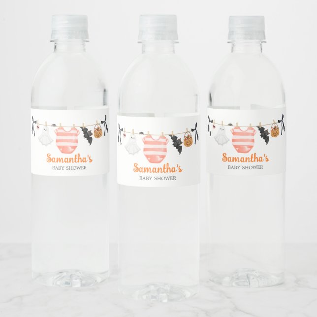 Étiquette Pour Bouteilles D'eau Orange Little Boo Baby shower (Bouteilles)