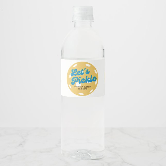 Étiquette Pour Bouteilles D'eau Orange Pickleball Pickle Texte personnalisé (Devant)