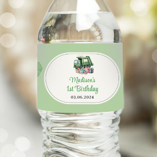 Étiquette Pour Bouteilles D'eau Ordures Camion 1ère fête d'anniversaire