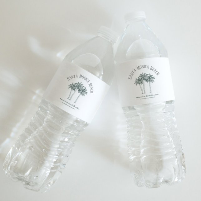 Étiquette Pour Bouteilles D'eau Palm Tree Coloré week-end de bachelorette (Créateur téléchargé)