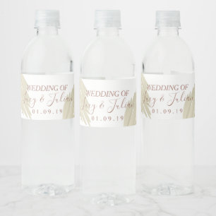 Étiquette Pour Bouteilles D'eau Pampas Grass Beige Bohème Mariage