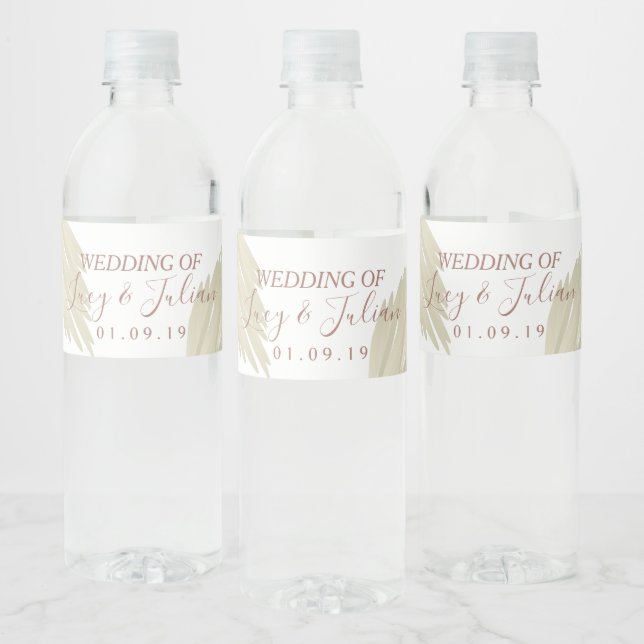 Étiquette Pour Bouteilles D'eau Pampas Grass Beige Bohème Mariage (Bouteilles)