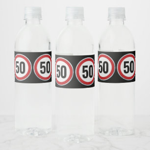 Étiquette Pour Bouteilles D'eau Panneau de limitation de vitesse pour 50e annivers
