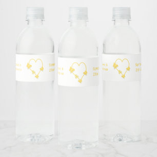 Étiquette Pour Bouteilles D'eau Papillon jaune Mariage de conception cardiaque