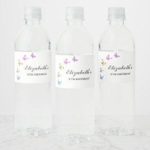 Étiquette Pour Bouteilles D'eau Papillons colorés Anniversaire