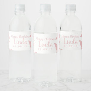 Étiquette Pour Bouteilles D'eau Papillons roses flottant Joyeux anniversaire
