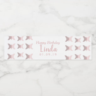 Étiquette Pour Bouteilles D'eau Papillons roses Simple Joyeux Anniversaire