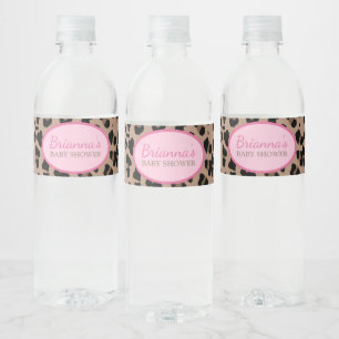 Étiquette Pour Bouteilles D'eau Parti léopard et rose