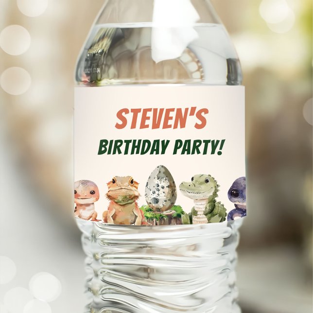Étiquette Pour Bouteilles D'eau Partie Anniversaire de enfant de reptile (Créateur téléchargé)