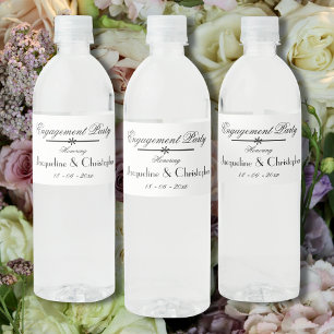 Étiquette Pour Bouteilles D'eau Partie Engagement Nom simple Script Moderne Chic