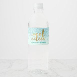 Étiquette Pour Bouteilles D'eau Parties scintillant Aqua Extraordinaire, Sweet 16