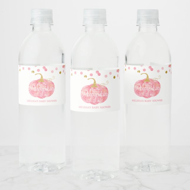 Étiquette Pour Bouteilles D'eau Parties scintillant Citrouille d'aquarelle Baby sh (Bouteilles)