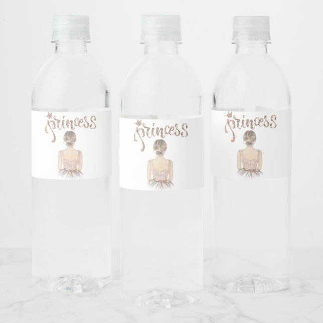 Étiquette Pour Bouteilles D'eau Parties scintillant d'anniversaire Princess de lux (Bouteilles)