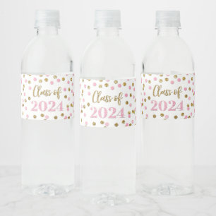 Étiquette Pour Bouteilles D'eau Parties scintillant d'or rose Confetti Graduation
