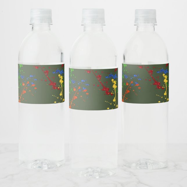Étiquette Pour Bouteilles D'eau Parties scintillant Paintball Party Paint Splatter (Bouteilles)