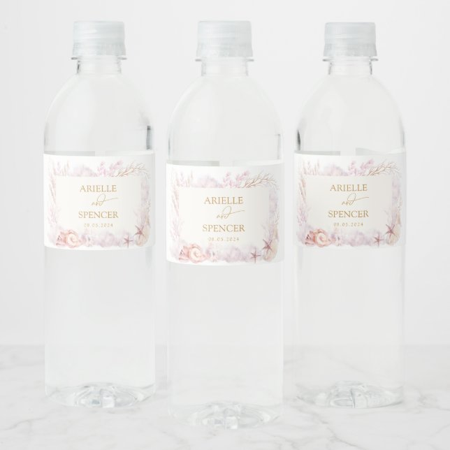 Étiquette Pour Bouteilles D'eau Pastel doux Océan sous la mer Mariage Faveurs (Bouteilles)