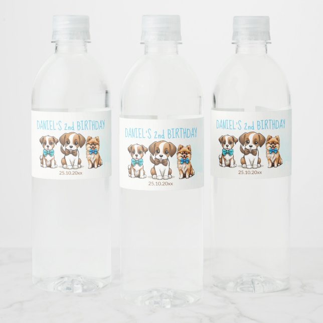 Étiquette Pour Bouteilles D'eau Pawty mignon chiots anniversaire imprimé faveur (Bouteilles)