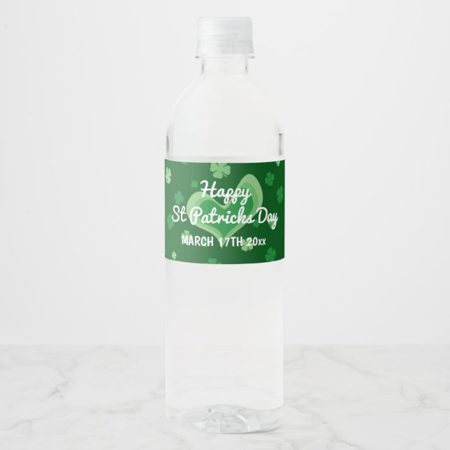 Étiquette Pour Bouteilles D'eau Personnalisé green Happy Jour de la Saint Patrick  (Devant)
