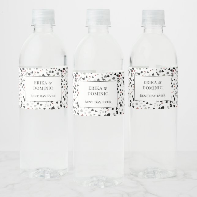 Étiquette Pour Bouteilles D'eau Personnalisé Meilleur Jour Jamais Mariage gris (Bouteilles)