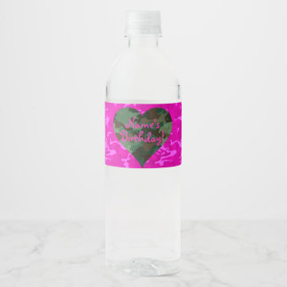 Étiquette Pour Bouteilles D'eau Personnaliser - Camo rose