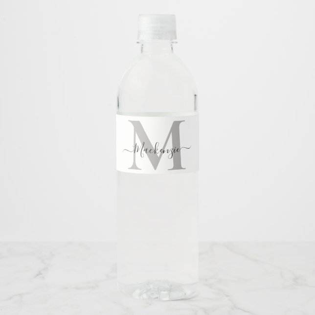 Étiquette Pour Bouteilles D'eau Personnaliser le nom initial du monogramme (Devant)