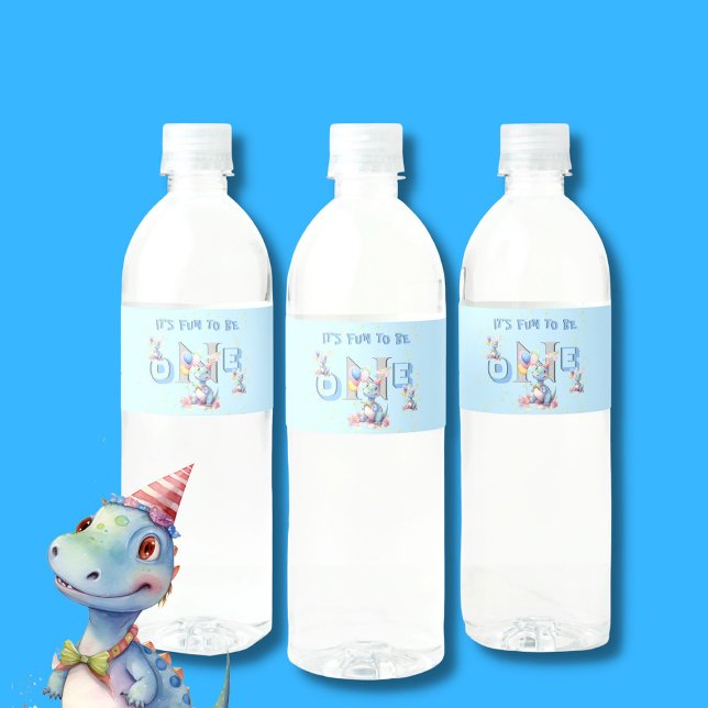 Étiquette Pour Bouteilles D'eau Petit Anniversaire Amusant Un Dinosaure Déjeuner (Créateur téléchargé)