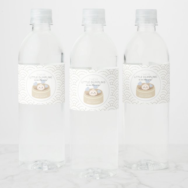 Étiquette Pour Bouteilles D'eau Petit Baby shower bleu Dumpling (Bouteilles)