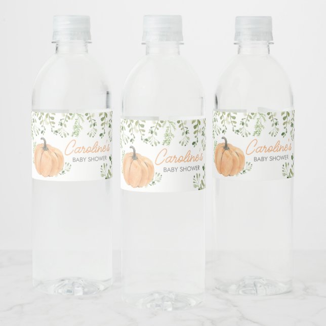 Étiquette Pour Bouteilles D'eau Petit Baby shower Citrouille verdoyant (Bouteilles)