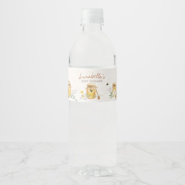 Étiquette Pour Bouteilles D'eau Petit Baby shower de miel doux (Devant)